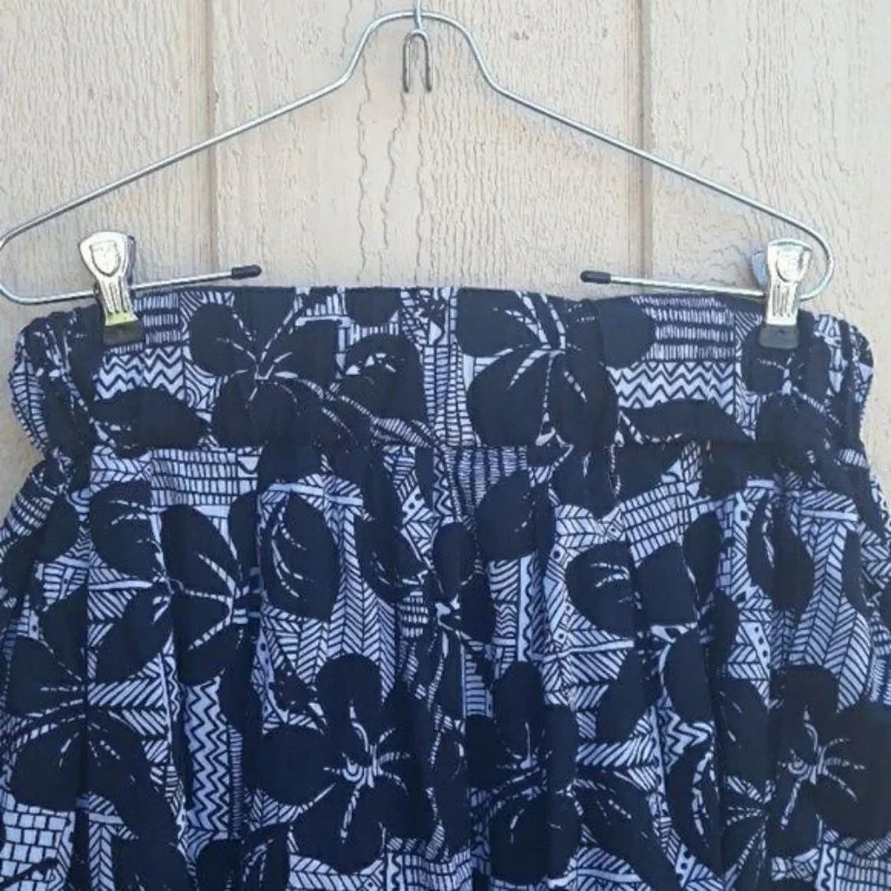 Twentyone Skirt Retro Mini Balloon Bubble Pockets Black‎ White Flower Print Sz L